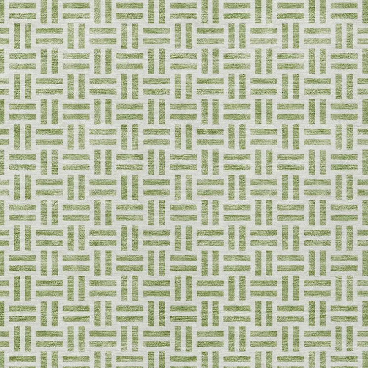 3' X 5' Sage And Ivory Geometric Washable Indoor Outdoor Area Rug