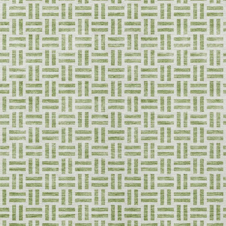 5' X 8' Sage And Ivory Geometric Washable Indoor Outdoor Area Rug