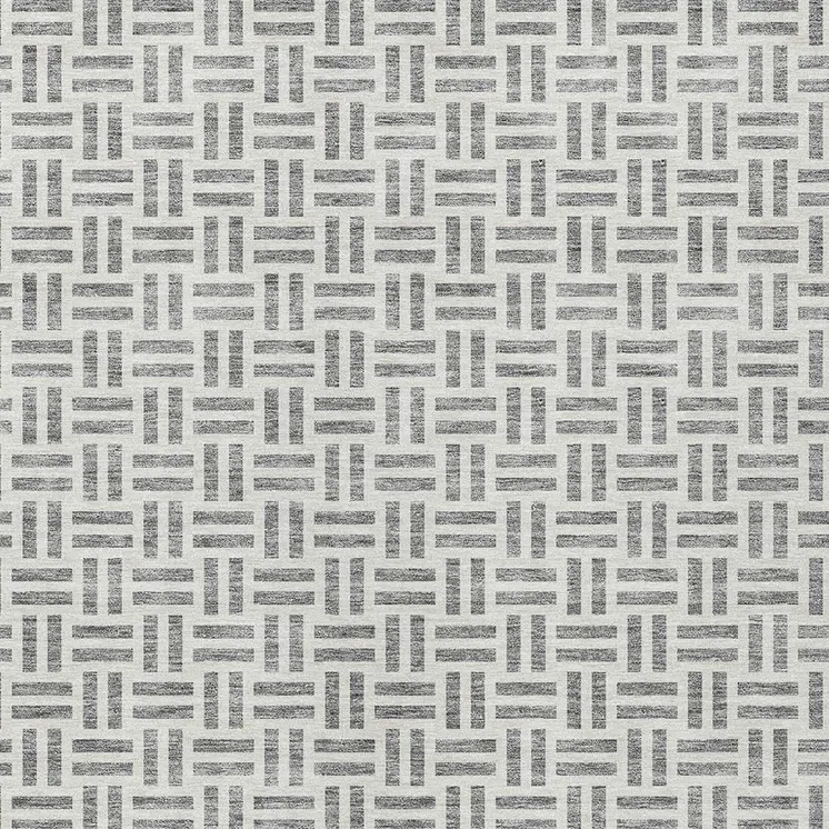 10' X 14' Gray And Ivory Geometric Washable Indoor Outdoor Area Rug