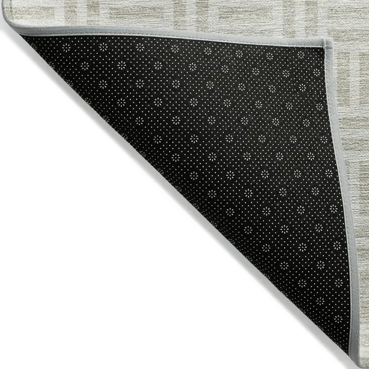 3' X 5' Ivory And Beige Geometric Washable Indoor Outdoor Area Rug