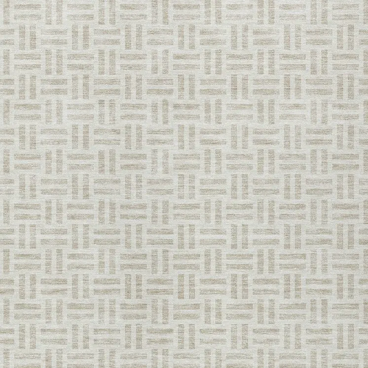 5' X 8' Ivory And Beige Geometric Washable Indoor Outdoor Area Rug