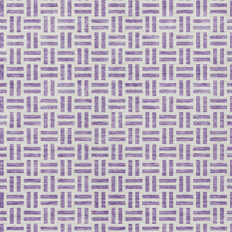 3' X 5' Lavender And Ivory Geometric Washable Indoor Outdoor Area Rug