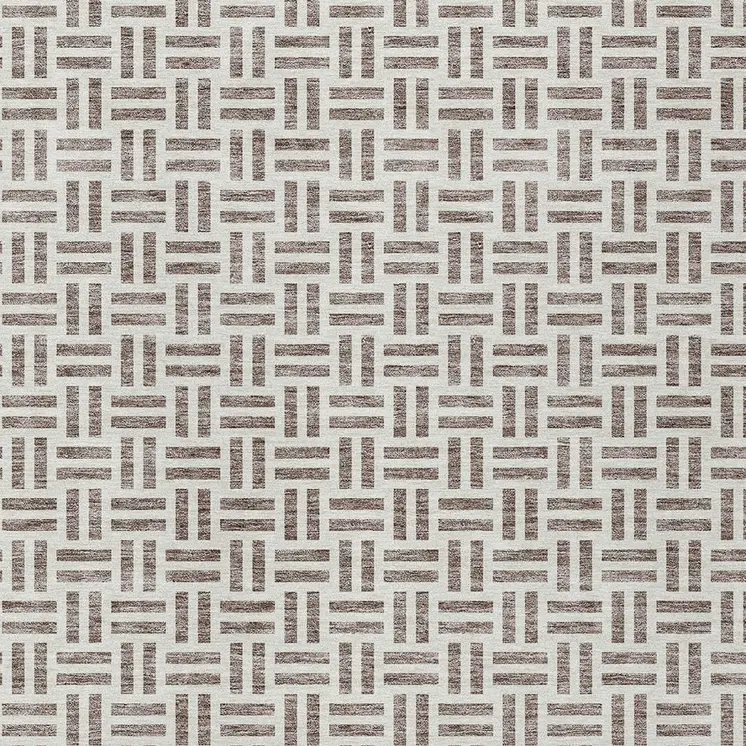 9' X 12' Taupe And Ivory Geometric Washable Indoor Outdoor Area Rug