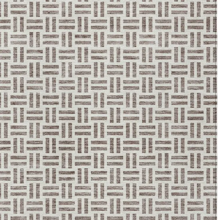 10' X 14' Taupe And Ivory Geometric Washable Indoor Outdoor Area Rug