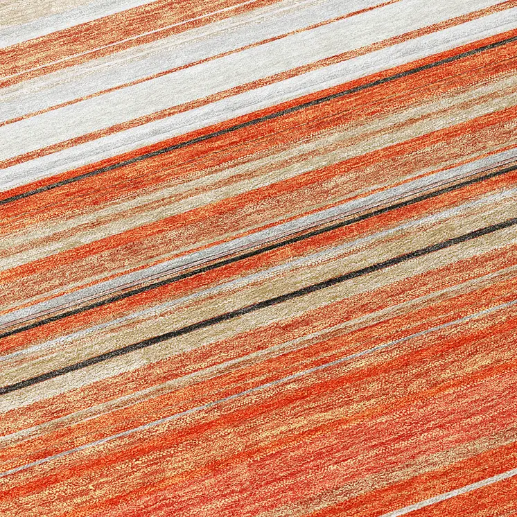 8' Coral Ivory And Gray Round Striped Washable Indoor Outdoor Area Rug