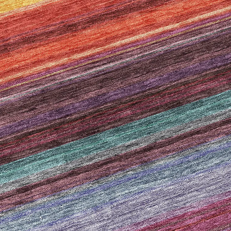8' Lavender Blush And Blue Round Striped Washable Indoor Outdoor Area Rug