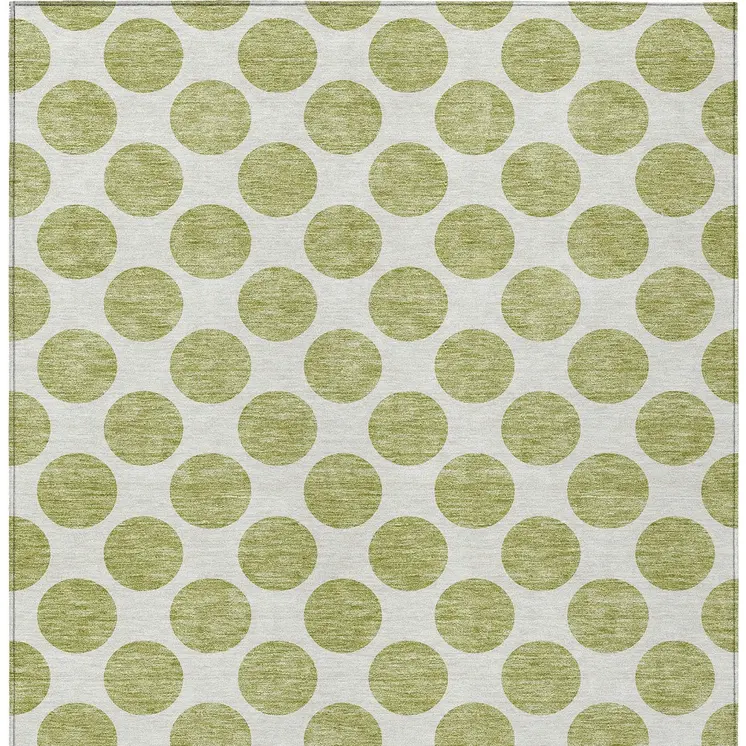 3' X 5' Sage And Ivory Polka Dot Washable Indoor Outdoor Area Rug