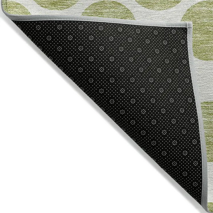 5' X 8' Sage And Ivory Polka Dot Washable Indoor Outdoor Area Rug