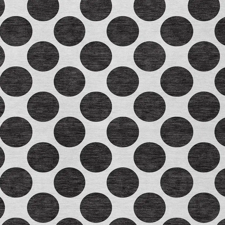 3' X 5' Black And Ivory Polka Dot Washable Indoor Outdoor Area Rug