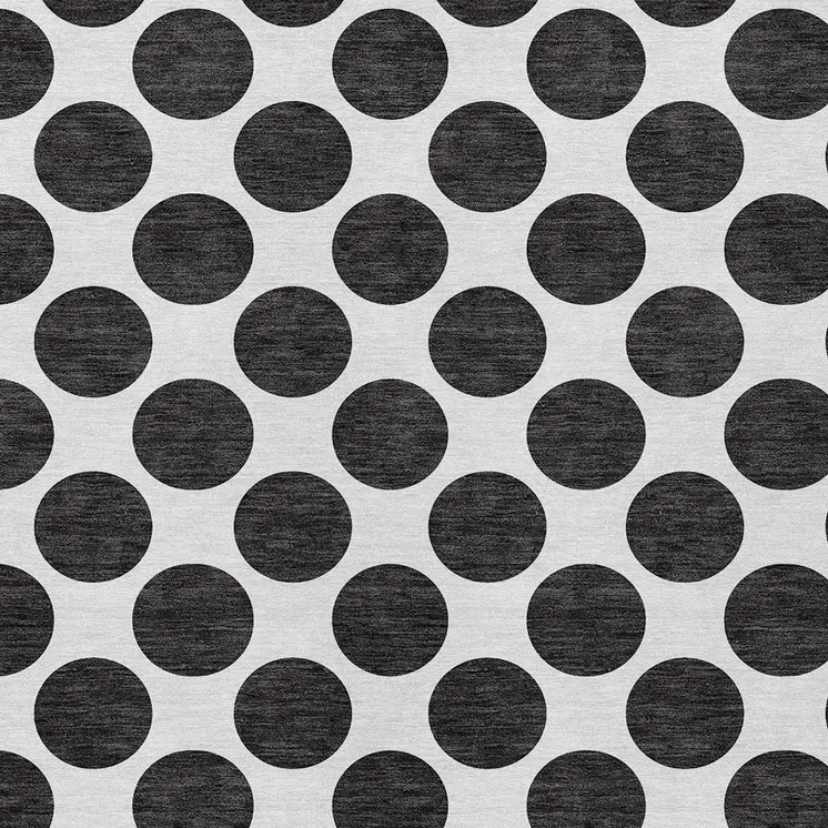 5' X 8' Black And Ivory Polka Dot Washable Indoor Outdoor Area Rug