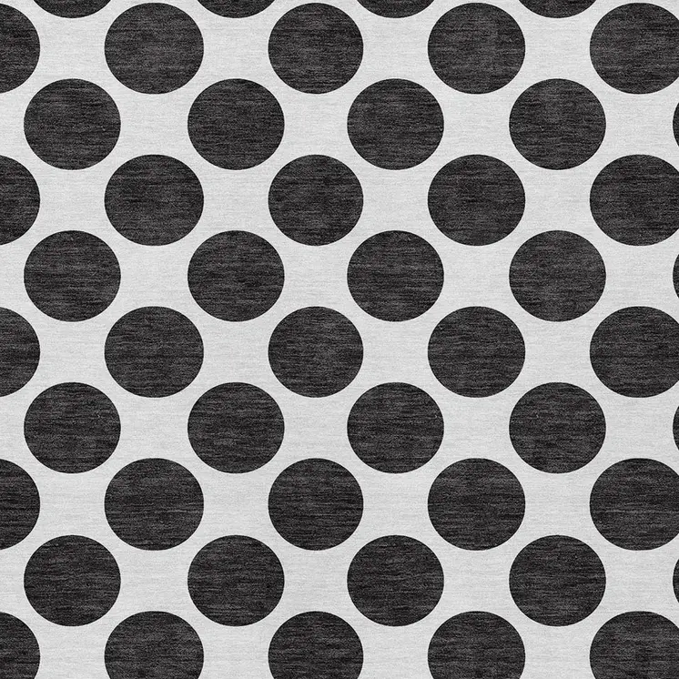 10' X 14' Black And Ivory Polka Dot Washable Indoor Outdoor Area Rug