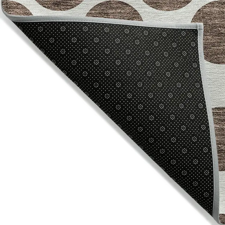 8' X 10' Brown And Ivory Polka Dot Washable Indoor Outdoor Area Rug