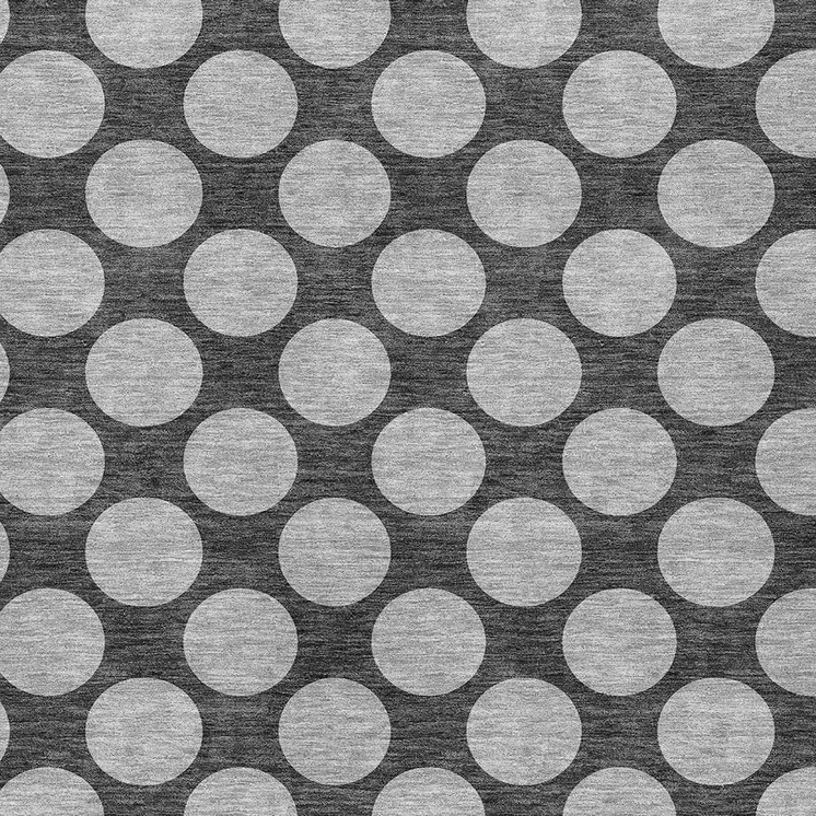 3' X 5' Charcoal And Ivory Polka Dot Washable Indoor Outdoor Area Rug