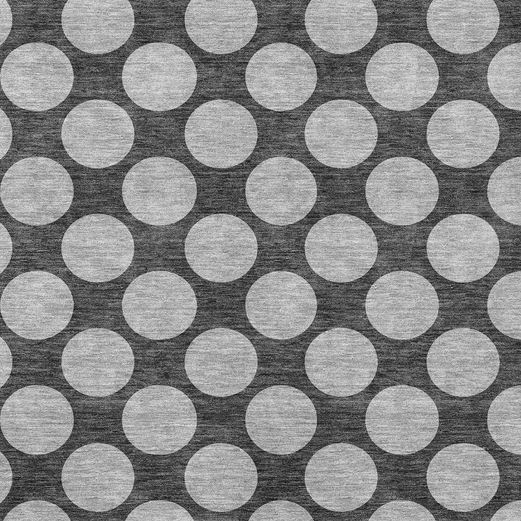 8' X 10' Charcoal And Ivory Polka Dot Washable Indoor Outdoor Area Rug