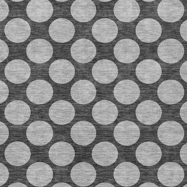 10' X 14' Charcoal And Ivory Polka Dot Washable Indoor Outdoor Area Rug