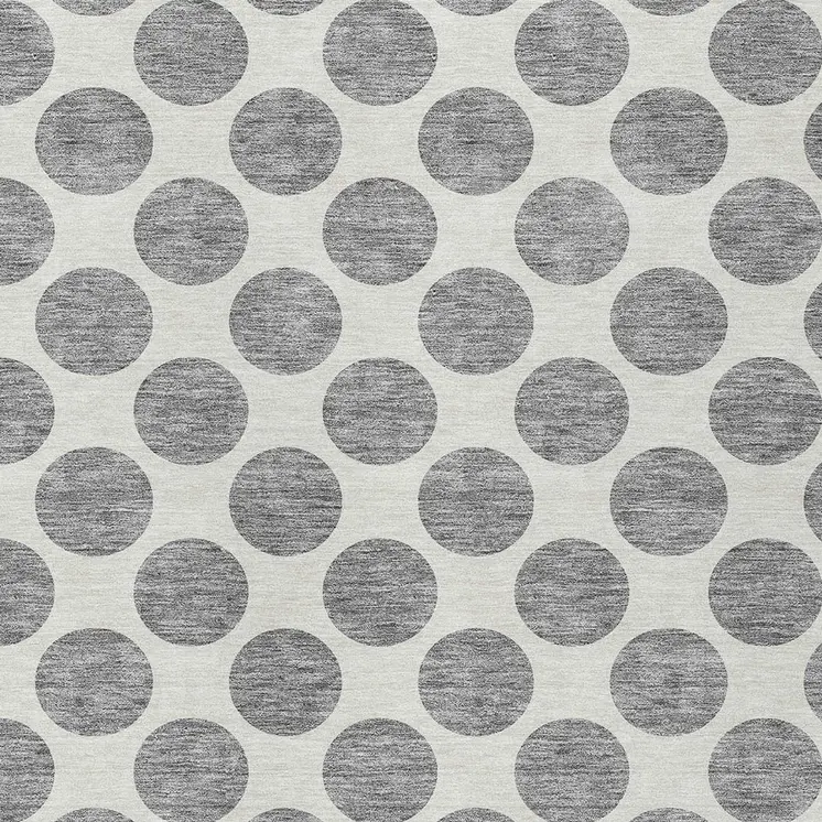5' X 8' Gray And Ivory Polka Dot Washable Indoor Outdoor Area Rug