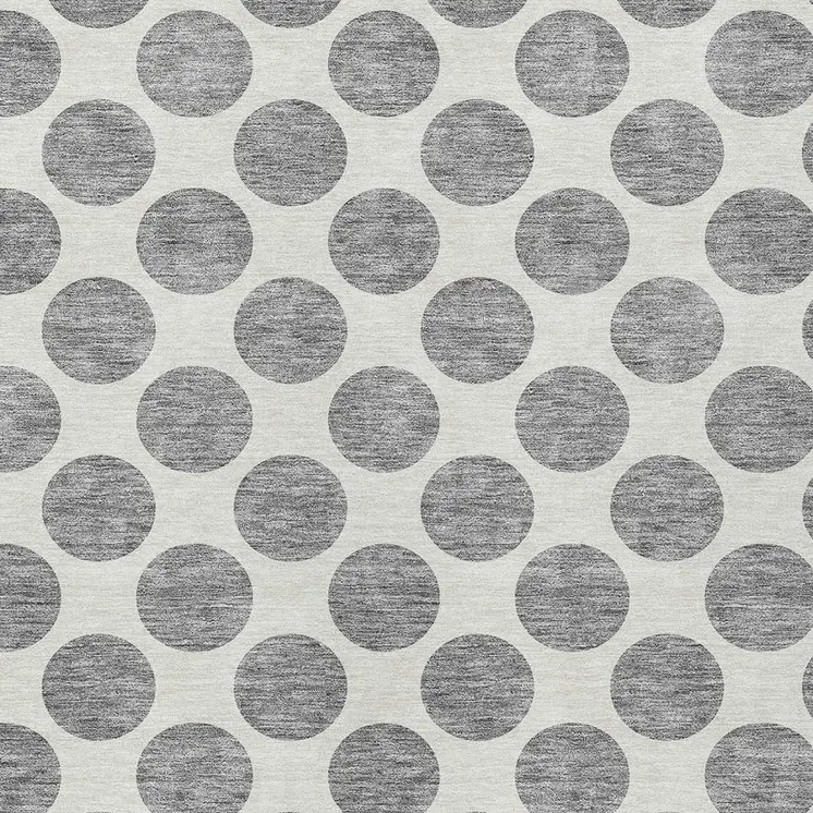 8' X 10' Gray And Ivory Polka Dot Washable Indoor Outdoor Area Rug