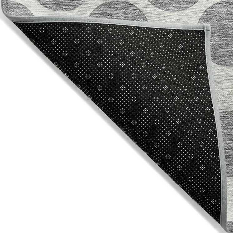 10' X 14' Gray And Ivory Polka Dot Washable Indoor Outdoor Area Rug