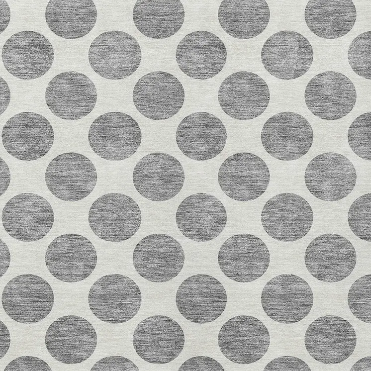 10' X 14' Gray And Ivory Polka Dot Washable Indoor Outdoor Area Rug