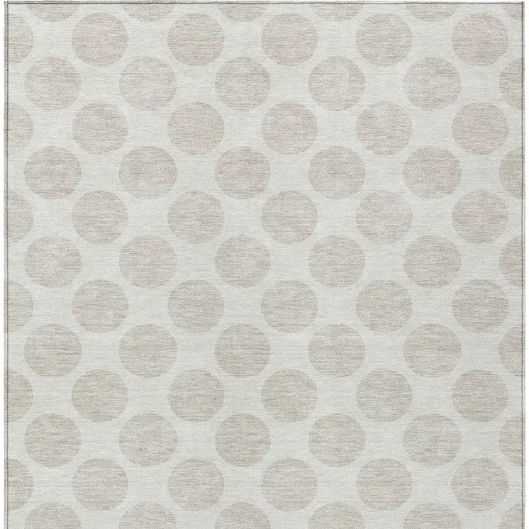 3' X 5' Ivory And Beige Polka Dot Washable Indoor Outdoor Area Rug