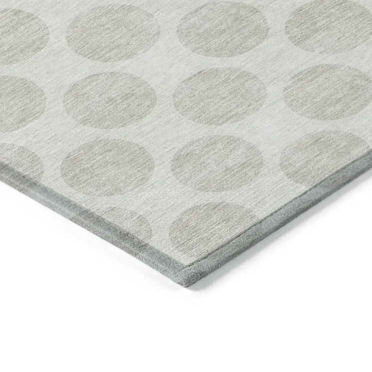 8' X 10' Ivory And Beige Polka Dot Washable Indoor Outdoor Area Rug