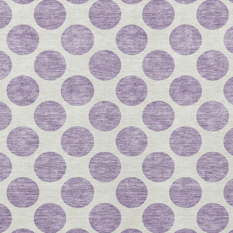3' X 5' Lavender And Ivory Polka Dot Washable Indoor Outdoor Area Rug