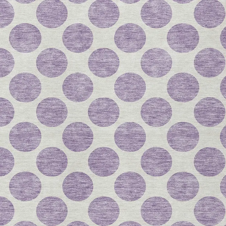 8' X 10' Lavender And Ivory Polka Dot Washable Indoor Outdoor Area Rug
