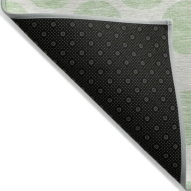 3' X 5' Mint Green And Ivory Polka Dot Washable Indoor Outdoor Area Rug
