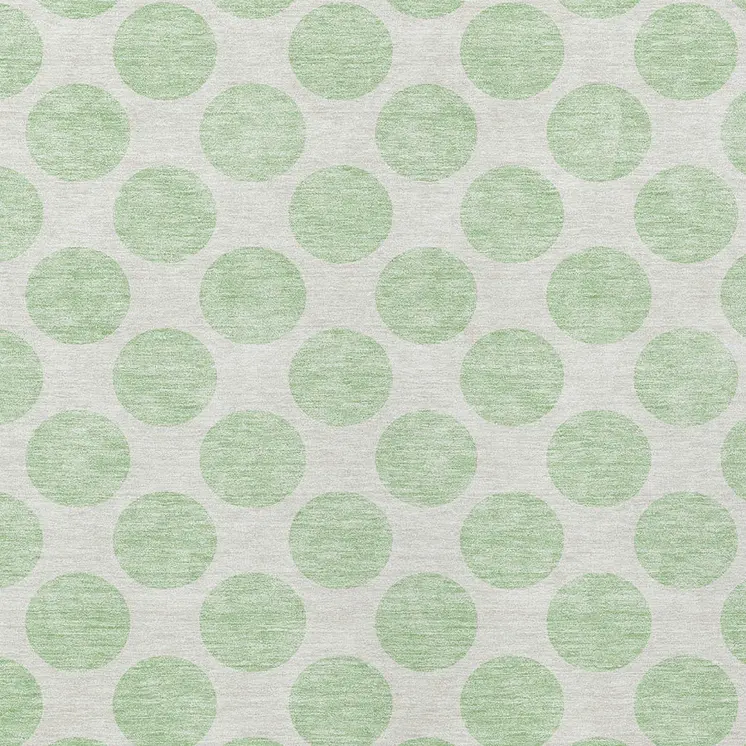 9' X 12' Mint Green And Ivory Polka Dot Washable Indoor Outdoor Area Rug