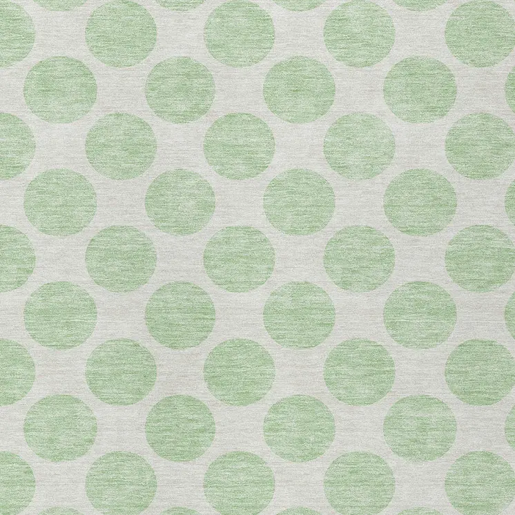 10' X 14' Mint Green And Ivory Polka Dot Washable Indoor Outdoor Area Rug
