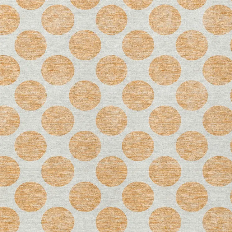3' X 5' Peach And Ivory Polka Dot Washable Indoor Outdoor Area Rug