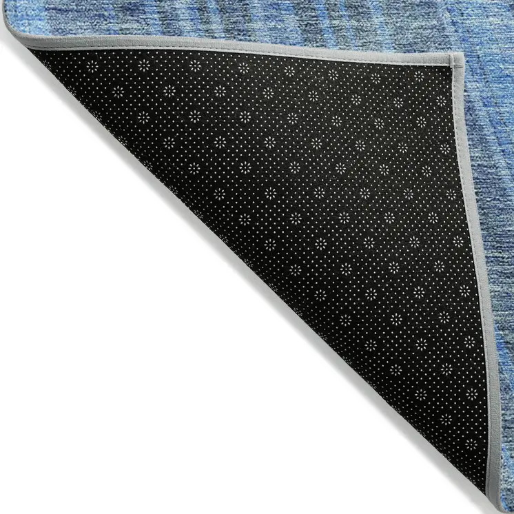 5' X 8' Blue Sky Blue And Gray Striped Washable Indoor Outdoor Area Rug