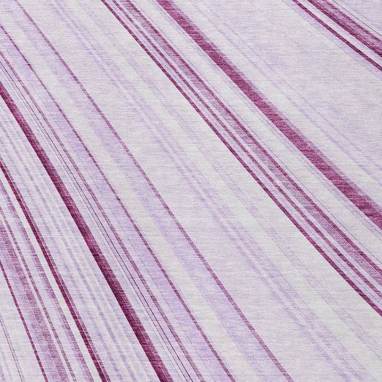 5' X 8' Lavender Ivory And Eggplant Striped Washable Indoor Outdoor Area Rug