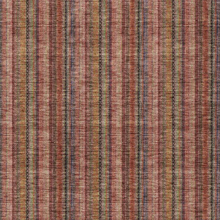 8' X 10' Blush Burgundy And Pink Striped Washable Indoor Outdoor Area Rug