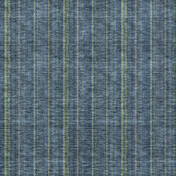 3' X 5' Blue Denim Blue And Mint Green Striped Washable Indoor Outdoor Area Rug