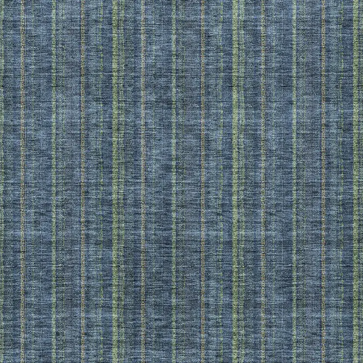 10' X 14' Blue Denim Blue And Mint Green Striped Washable Indoor Outdoor Area Rug