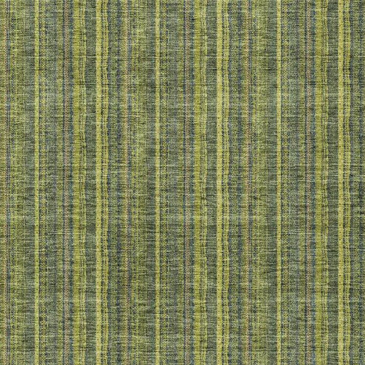 9' X 12' Olive Green And Lime Green Striped Washable Indoor Outdoor Area Rug