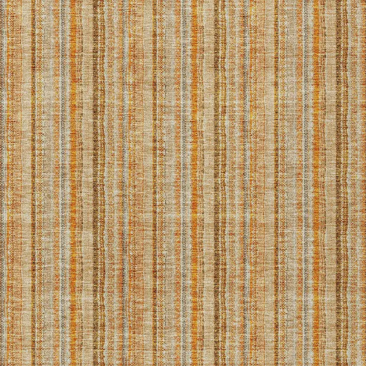 3' X 5' Peach Orange And Rust Striped Washable Indoor Outdoor Area Rug