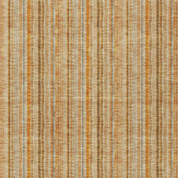 5' X 8' Peach Orange And Rust Striped Washable Indoor Outdoor Area Rug