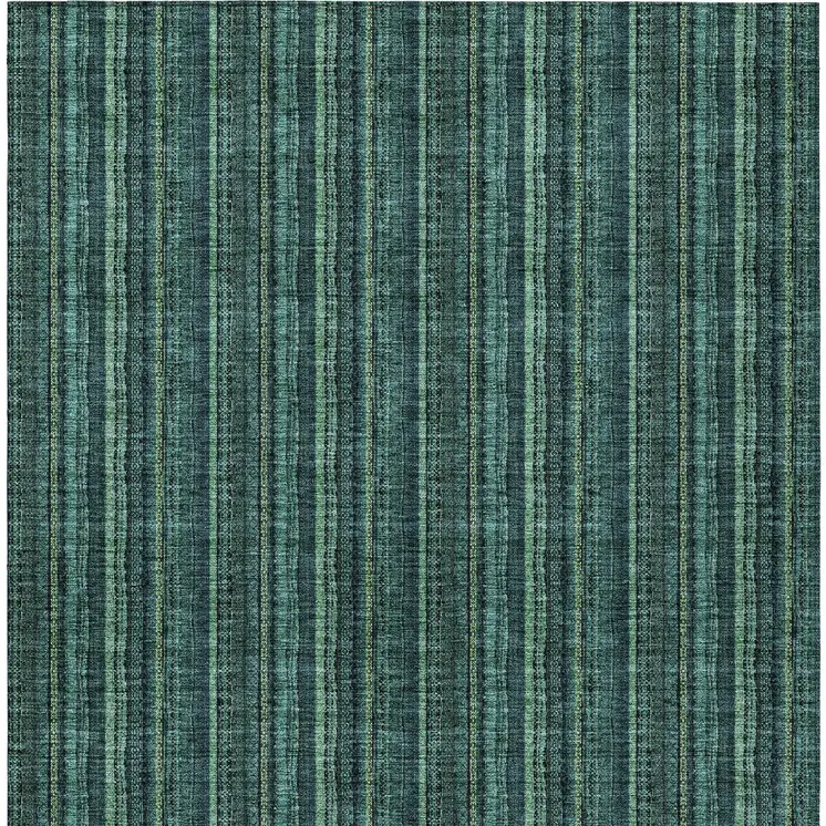 3' X 5' Teal Blue Aqua And Mint Green Striped Washable Indoor Outdoor Area Rug