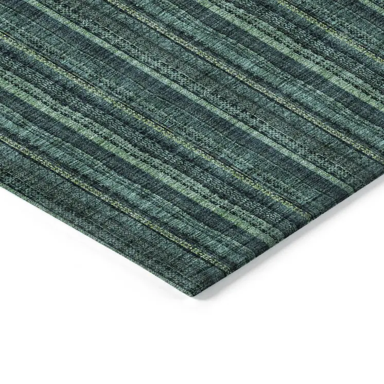 3' X 5' Teal Blue Aqua And Mint Green Striped Washable Indoor Outdoor Area Rug