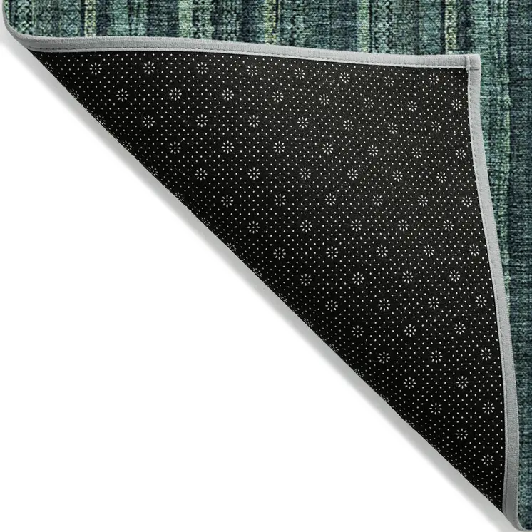 8' X 10' Teal Blue Aqua And Mint Green Striped Washable Indoor Outdoor Area Rug