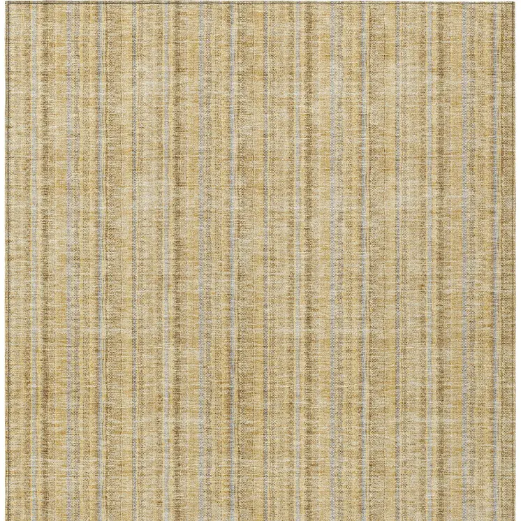 8' X 10' Wheat Gold And Gray Striped Washable Indoor Outdoor Area Rug