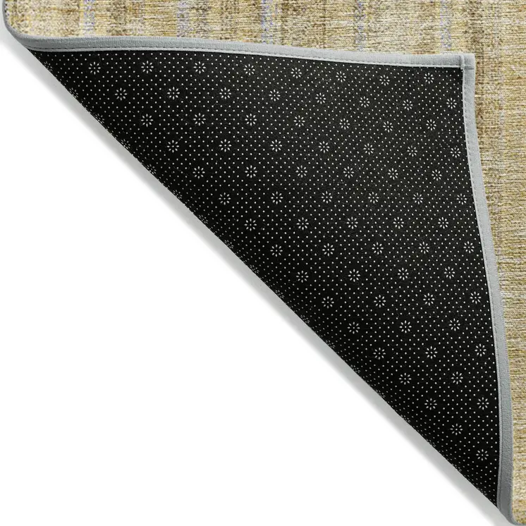 8' X 10' Wheat Gold And Gray Striped Washable Indoor Outdoor Area Rug