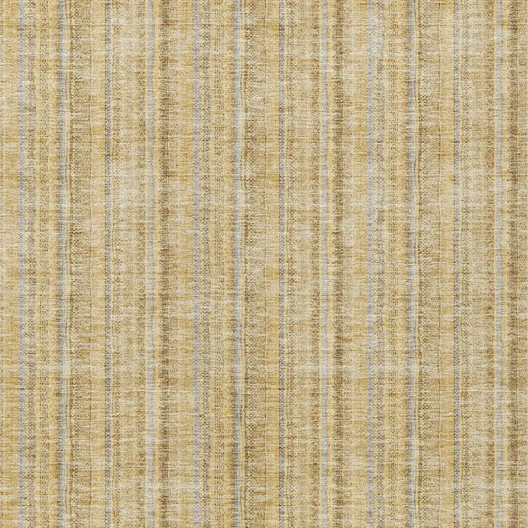 9' X 12' Wheat Gold And Gray Striped Washable Indoor Outdoor Area Rug