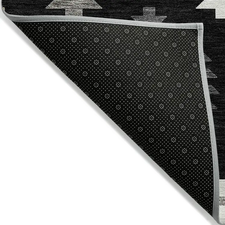 10' X 14' Black Ivory And Taupe Southwestern Washable Indoor Outdoor Area Rug