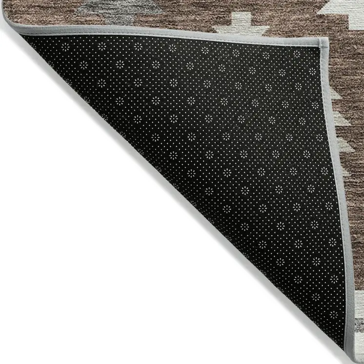 10' X 14' Brown Ivory And Taupe Southwestern Washable Indoor Outdoor Area Rug