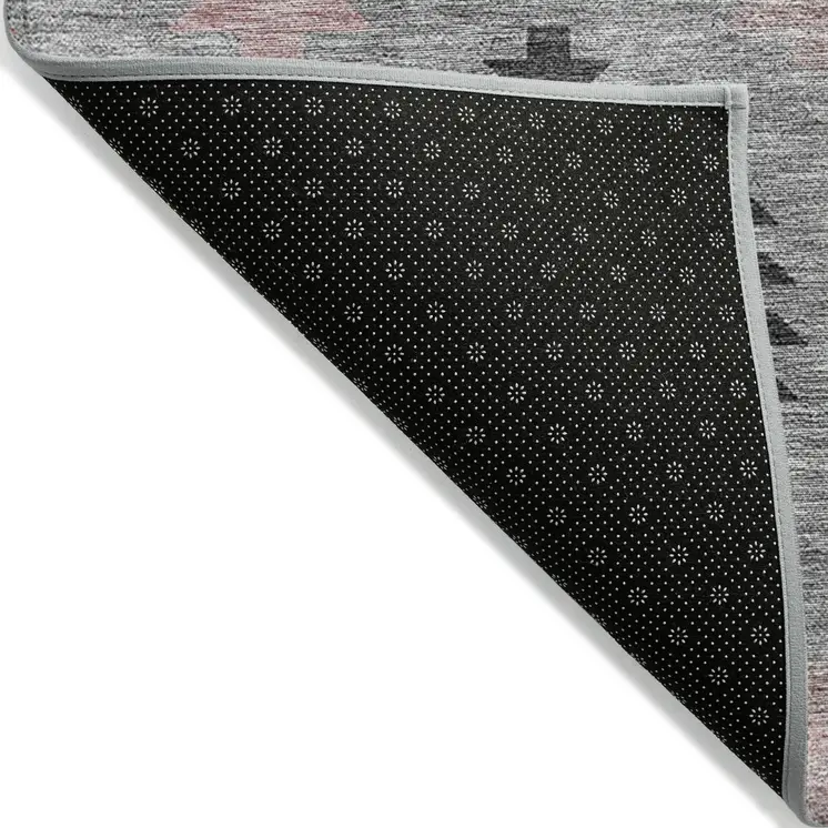 9' X 12' Gray Mauve And Charcoal Southwestern Washable Indoor Outdoor Area Rug