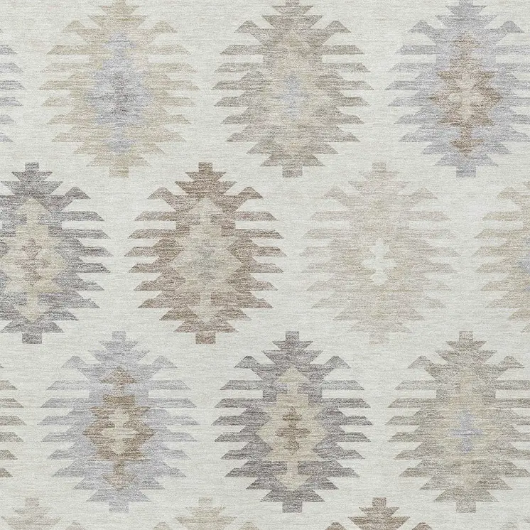 10' X 14' Ivory Khaki And Gray Southwestern Washable Indoor Outdoor Area Rug