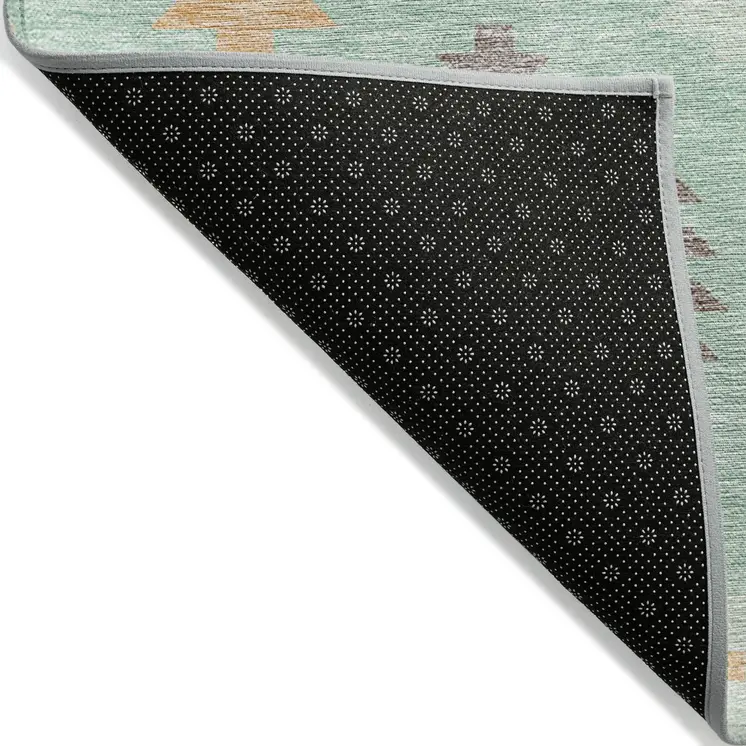 10' X 14' Mint Green Taupe And Peach Southwestern Washable Indoor Outdoor Area Rug